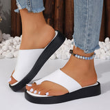 Solid color toe platform slippers