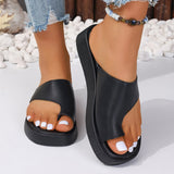 Solid color toe platform slippers