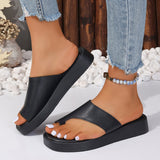 Solid color toe platform slippers