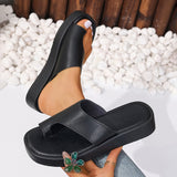 Solid color toe platform slippers