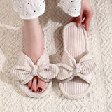 Bowknot Open Women's cotton slippers