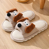 Women's linen slippers home non-slip cartoon dog