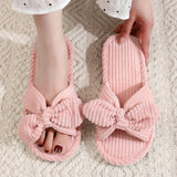 Bowknot Open Women's cotton slippers