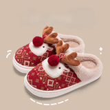 2024 Winter cute Christmas elk cotton slippers