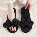 Bowknot Open Women's cotton slippers