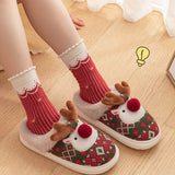 2024 Winter cute Christmas elk cotton slippers