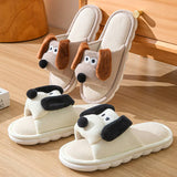 Women's linen slippers home non-slip cartoon dog