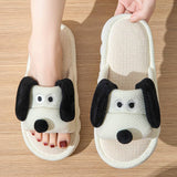 Women's linen slippers home non-slip cartoon dog