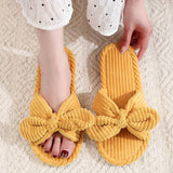 Bowknot Open Women's cotton slippers