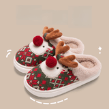 2024 Winter cute Christmas elk cotton slippers