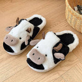 Cartoon cow plush Women's slippers autumn and winter