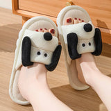 Women's linen slippers home non-slip cartoon dog