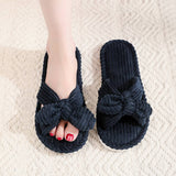 Bowknot Open Women's cotton slippers