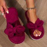 Bowknot Open Women's cotton slippers