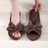 Bowknot Open Women's cotton slippers